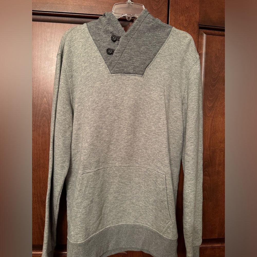 Cowl-neck 2 button gray hoodie sweater